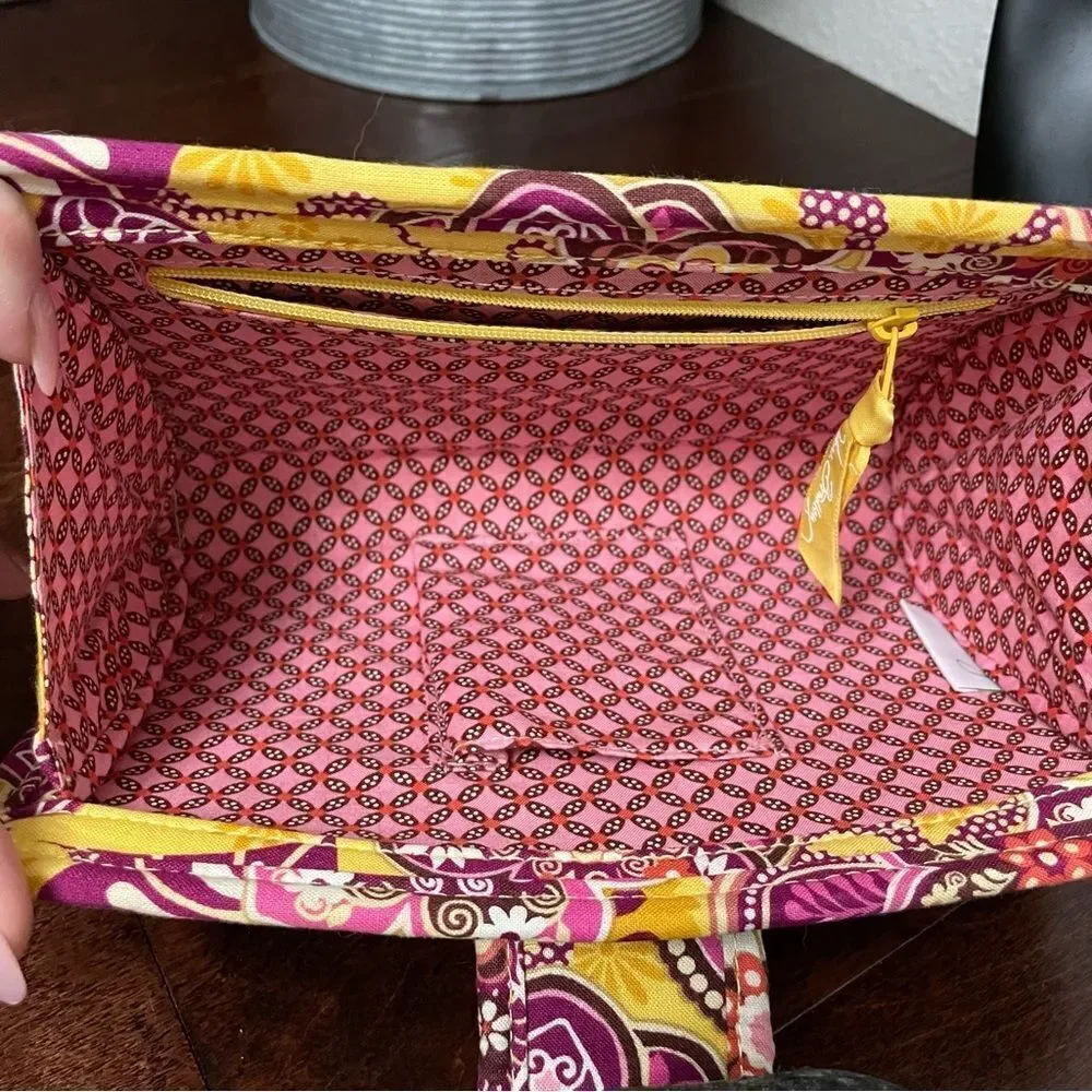 Vera Bradley Tiki Clutch in Bali Gold Pattern Yellow Tan Pink Orange